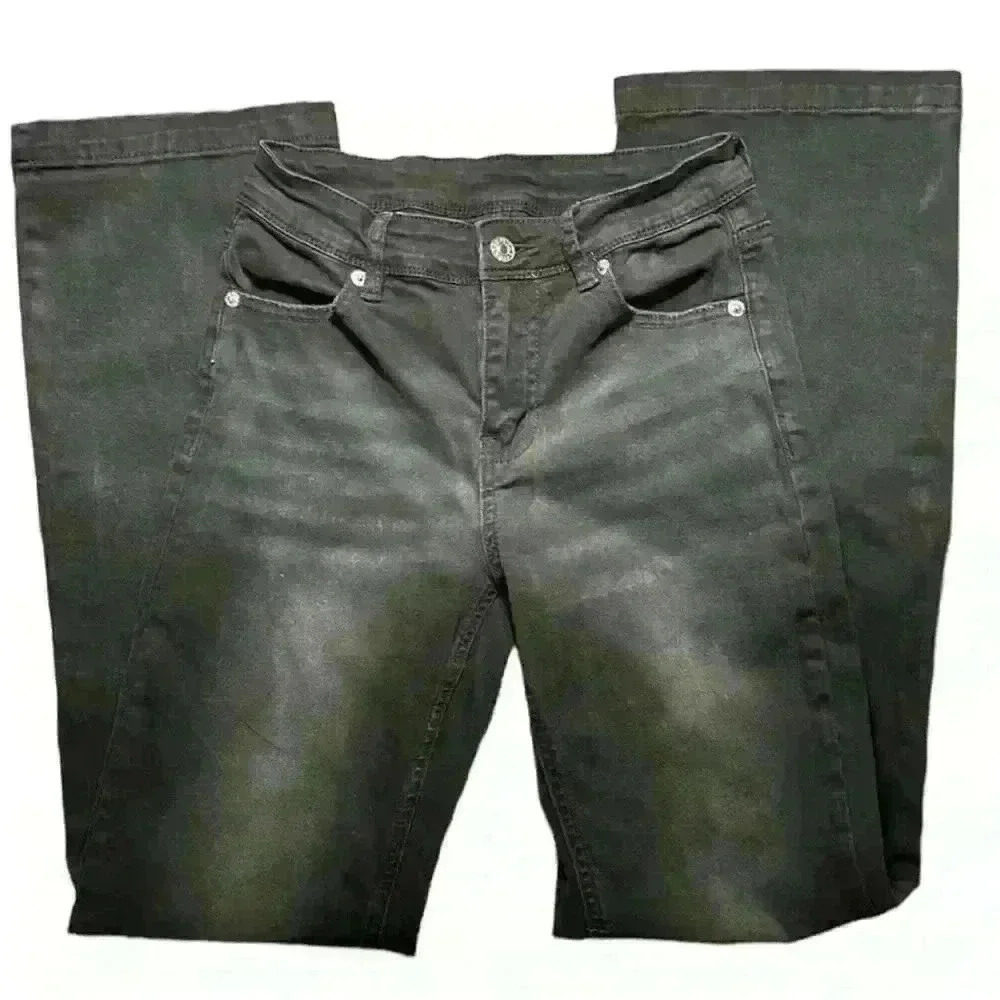 Black high waisted faded wash bootcut jeans size XS - Picture 3 of 12